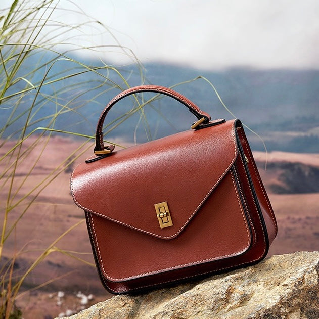 Women's Genuine Leather Postman Crossbody Shoulder Tote Bag with Adjustable Strap