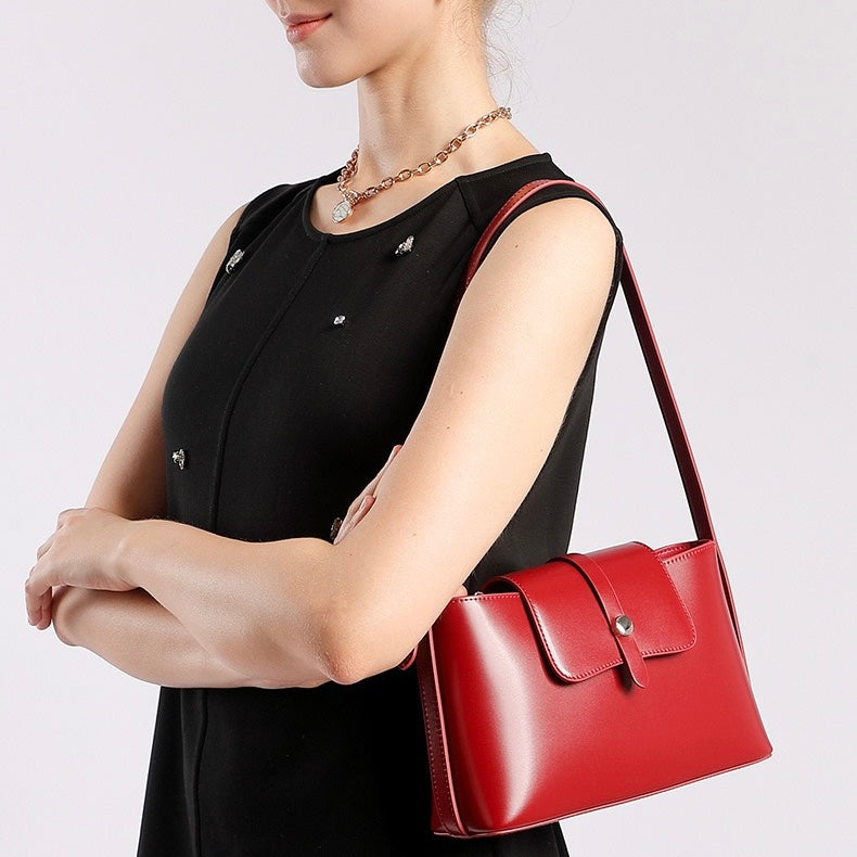 Women's Genuine Leather Structured Underarm Shoulder Bag
