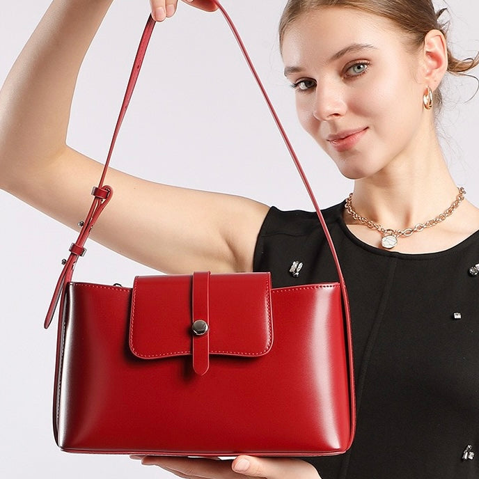 Women's Genuine Leather Structured Underarm Shoulder Bag
