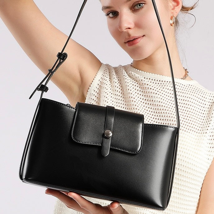 Women's Genuine Leather Structured Underarm Shoulder Bag