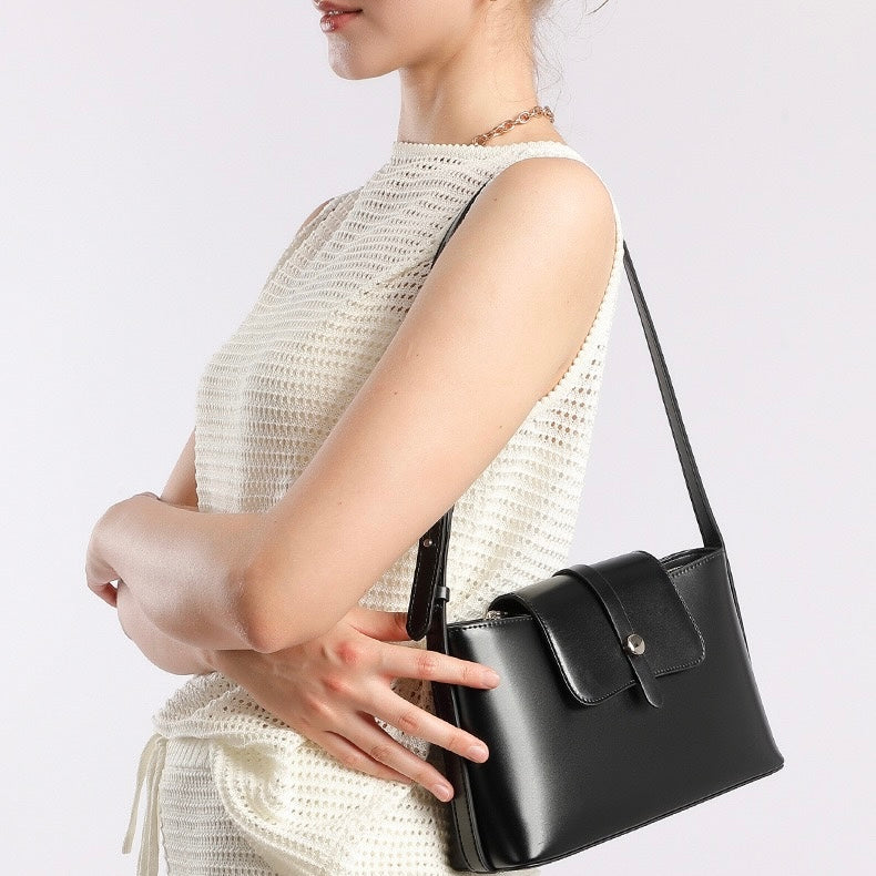 Women's Genuine Leather Structured Underarm Shoulder Bag