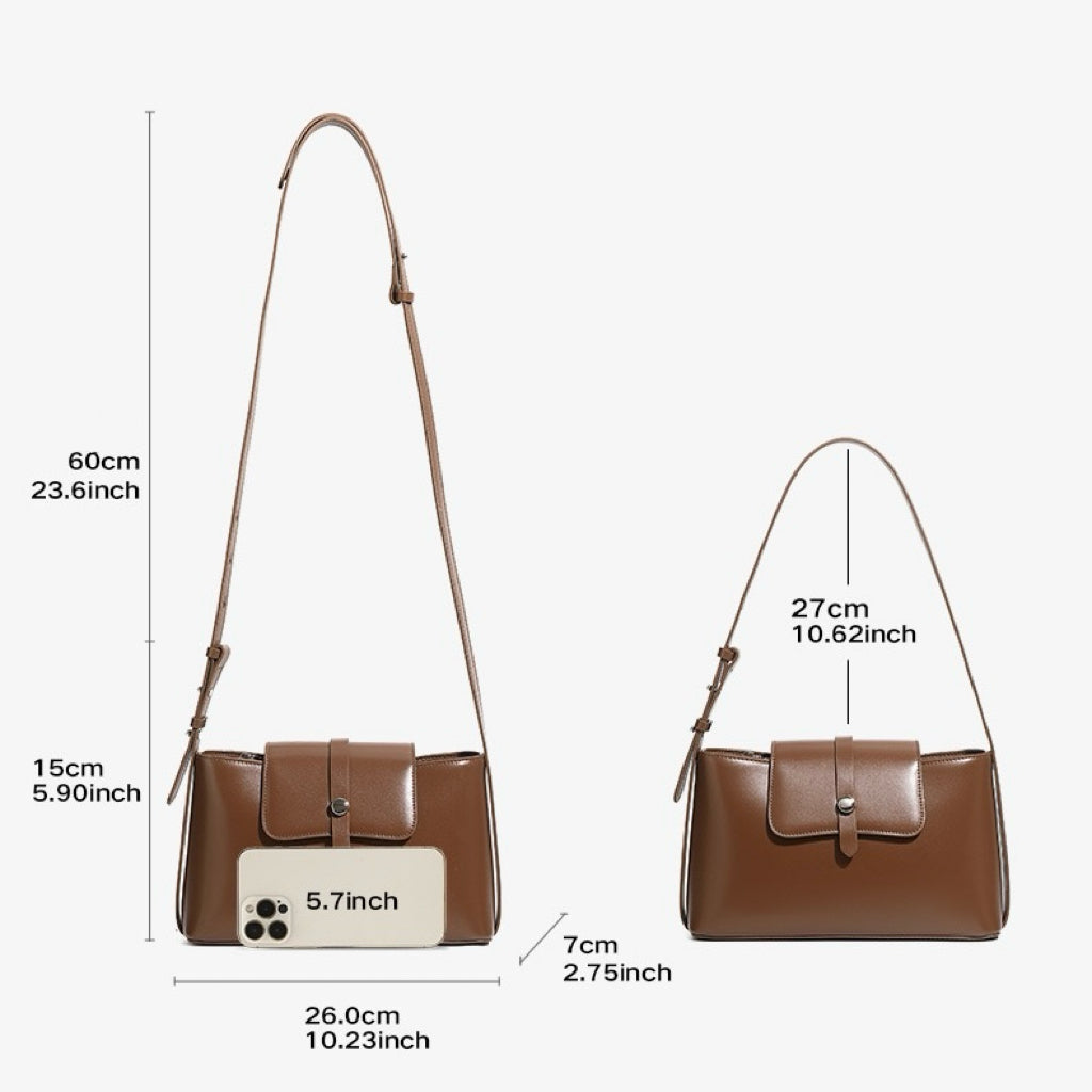 Women's Genuine Leather Structured Underarm Shoulder Bag