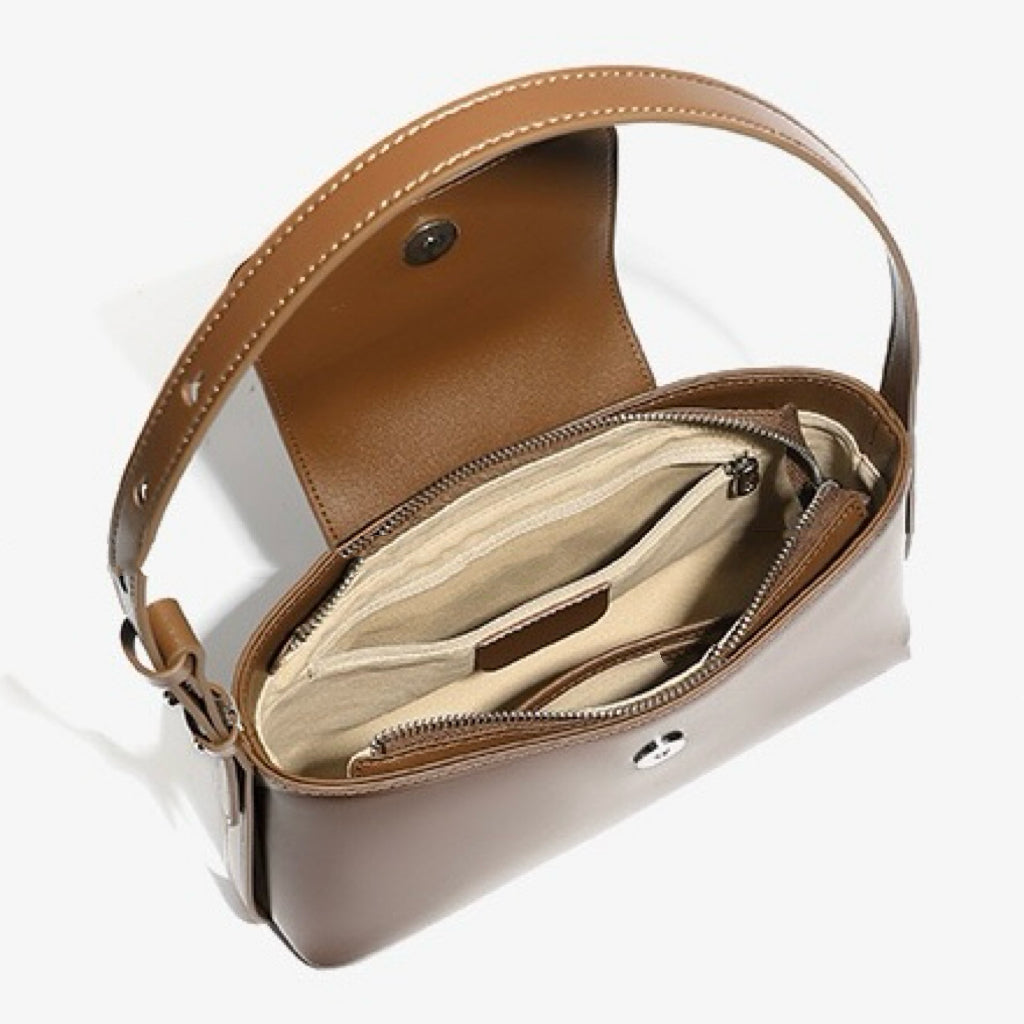 Women's Genuine Leather Structured Underarm Shoulder Bag