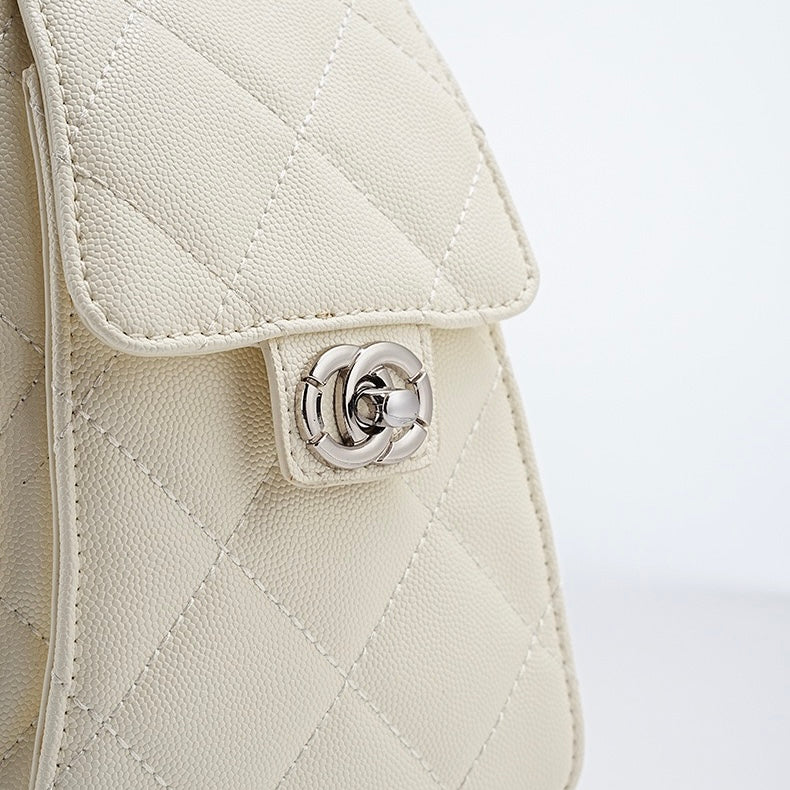 Women's Genuine Leather Quilted Bucket Shoulder Crossbody Bag