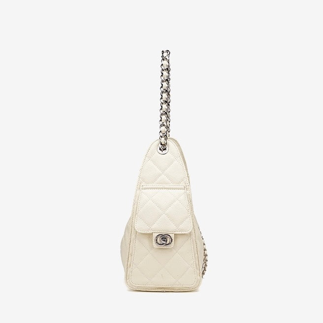 Women's Genuine Leather Quilted Bucket Shoulder Crossbody Bag