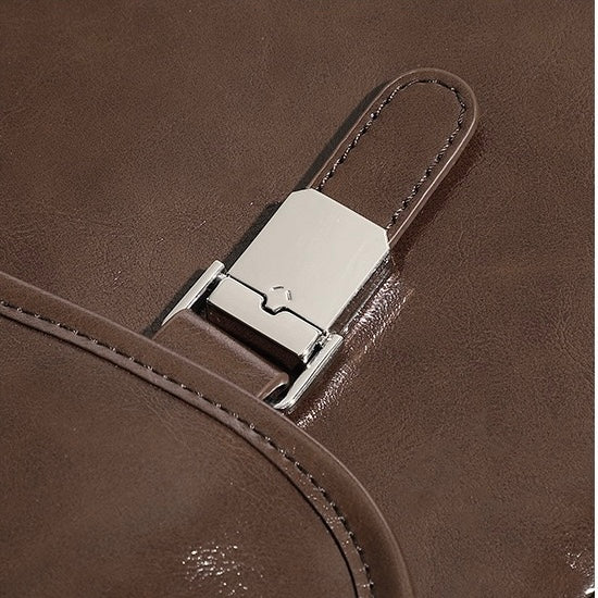 Unisex Genuine Leather Flap Backpack with Laptop Compartment