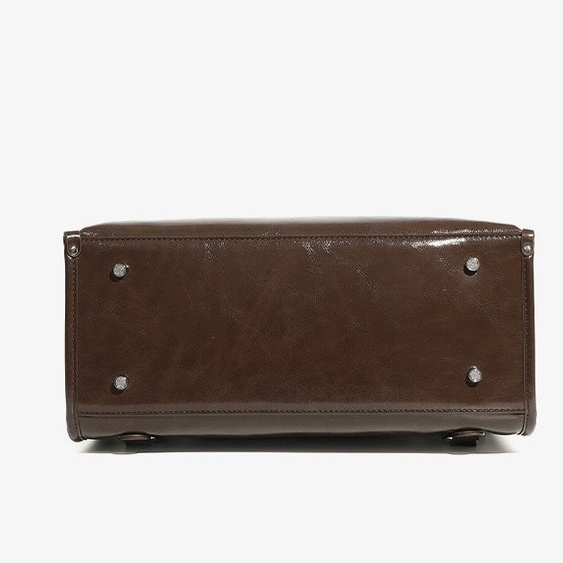 Unisex Genuine Leather Flap Backpack with Laptop Compartment