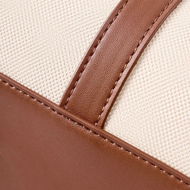 Women's Genuine Leather Two Tone Lock Tote Bag