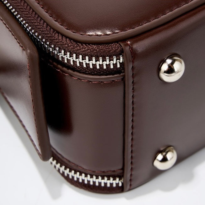 Women's Genuine Leather Trapezoid Top Handle Shoulder Bag