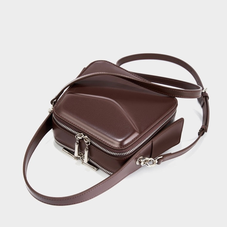 Women's Genuine Leather Trapezoid Top Handle Shoulder Bag