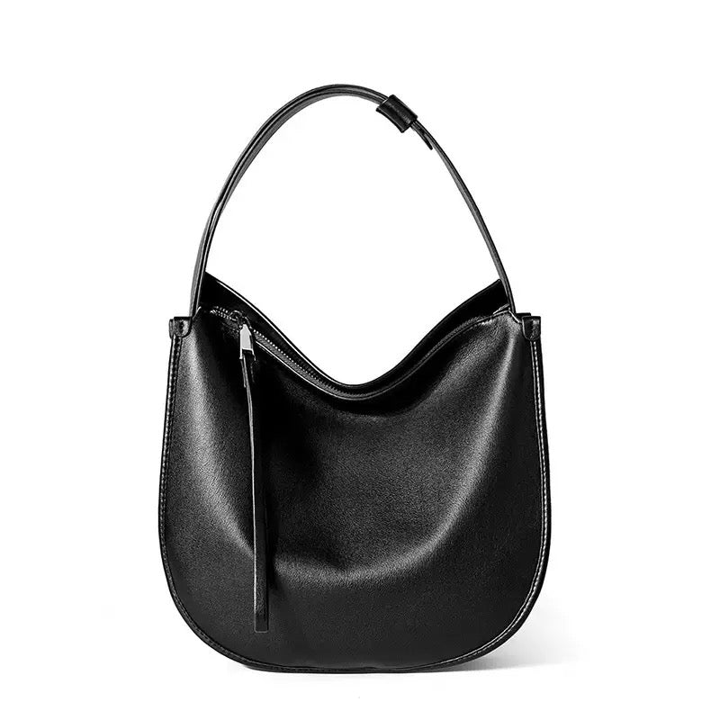 Women's Genuine Leather Soft Tote Bag with Large Capacity and Zipper Closure