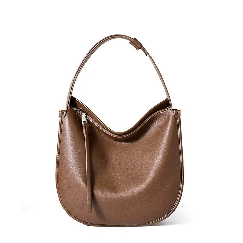 Women's Genuine Leather Soft Tote Bag with Large Capacity and Zipper Closure