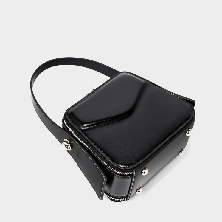Women's Genuine Leather Trapezoid Top Handle Shoulder Bag