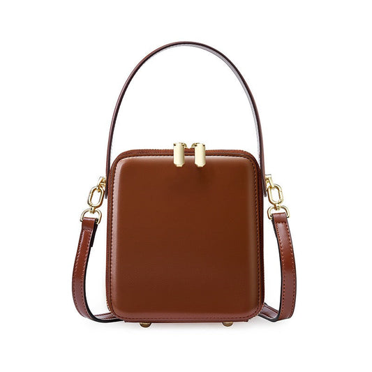 Women's Genuine Leather Structured Box Crossbody Handbag