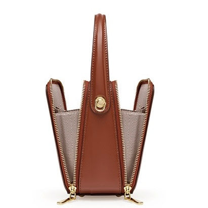 Women's Genuine Leather Structured Box Crossbody Handbag