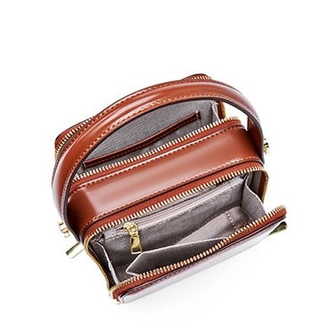 Women's Genuine Leather Structured Box Crossbody Handbag