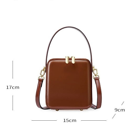 Women's Genuine Leather Structured Box Crossbody Handbag