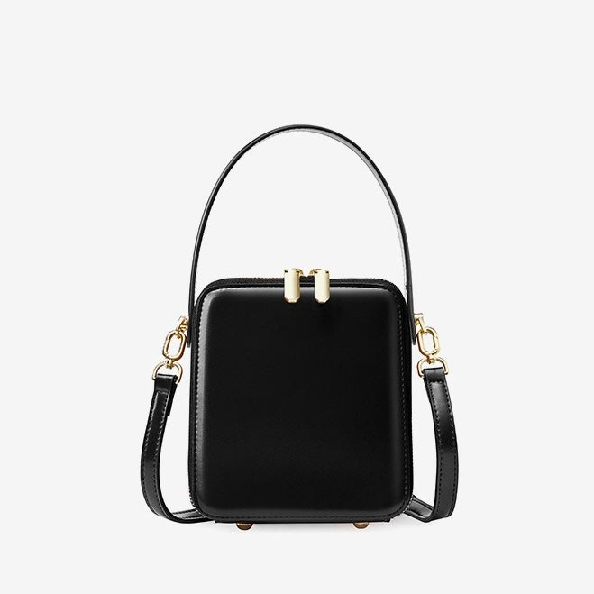 Women's Genuine Leather Structured Box Crossbody Handbag