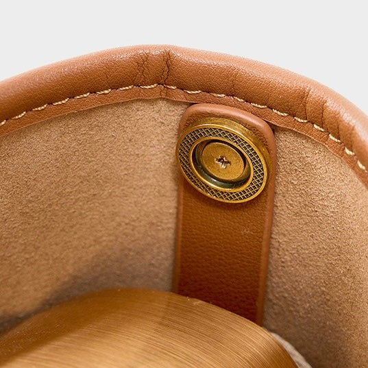 Women's Woven Colorblock Cowhide Shoulder Bucket Bag