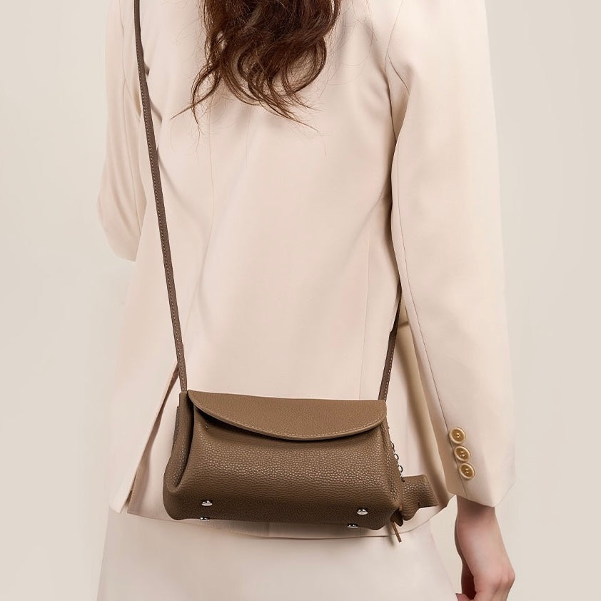 Women's Genuine Leather Mini Elephant Pendant Crossbody Bag