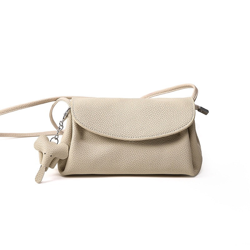 Women's Genuine Leather Mini Elephant Pendant Crossbody Bag