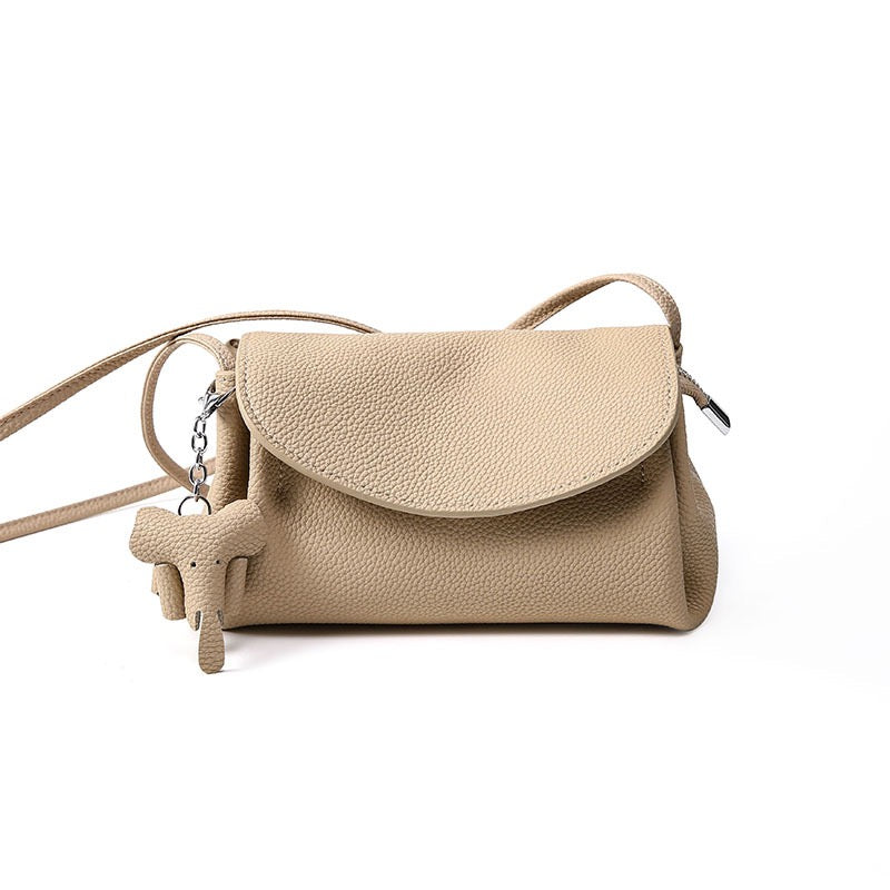 Women's Genuine Leather Mini Elephant Pendant Crossbody Bag