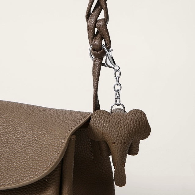 Women's Genuine Leather Mini Elephant Pendant Crossbody Bag