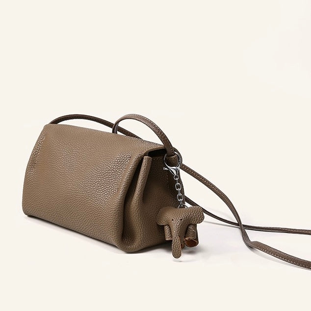 Women's Genuine Leather Mini Elephant Pendant Crossbody Bag