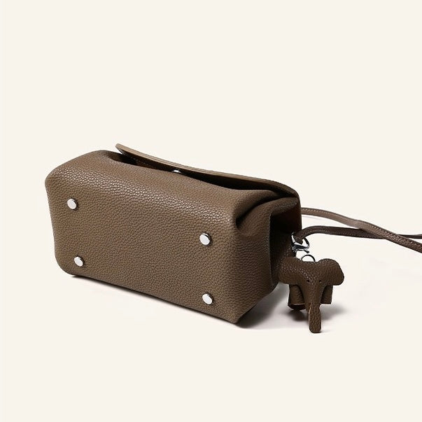 Women's Genuine Leather Mini Elephant Pendant Crossbody Bag
