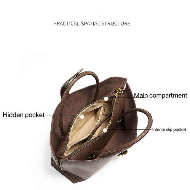 Women's Genuine Cowhide Commuter Crossbody Tote Bag