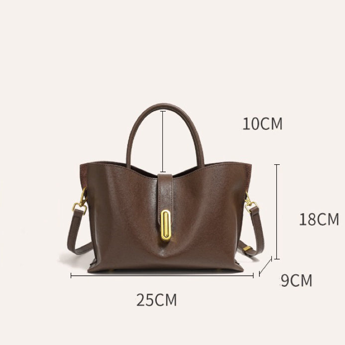 Women's Genuine Cowhide Commuter Crossbody Tote Bag