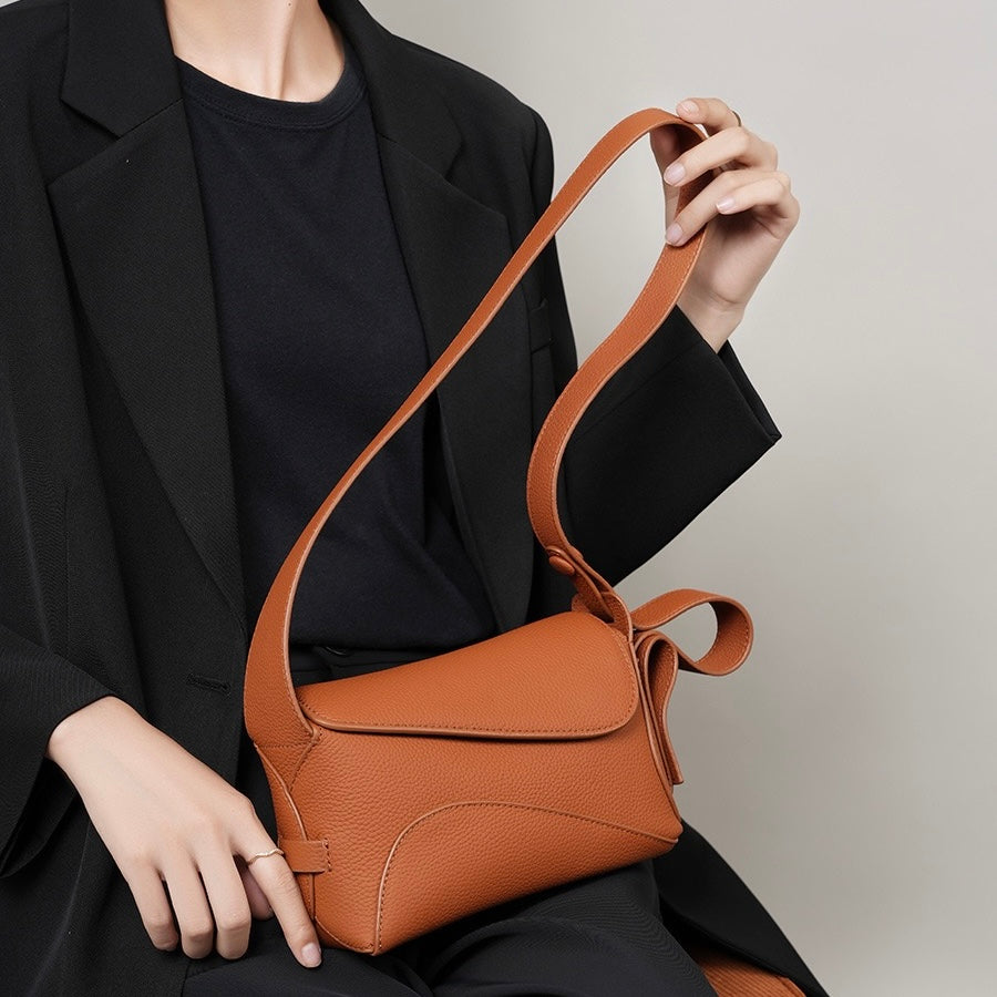 Women's Genuine Leather Asymmetric Boston Crossbody Bag