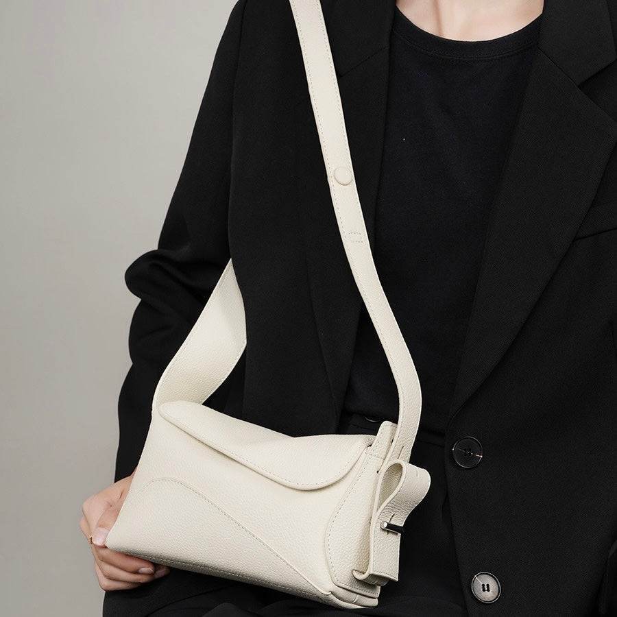 Women's Genuine Leather Asymmetric Boston Crossbody Bag