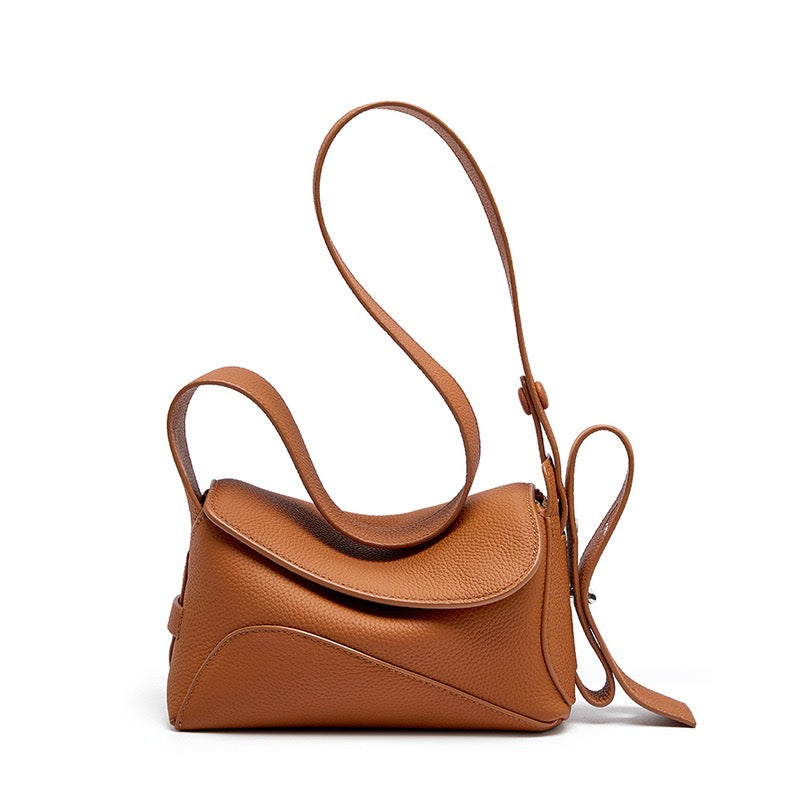 Women's Genuine Leather Asymmetric Boston Crossbody Bag