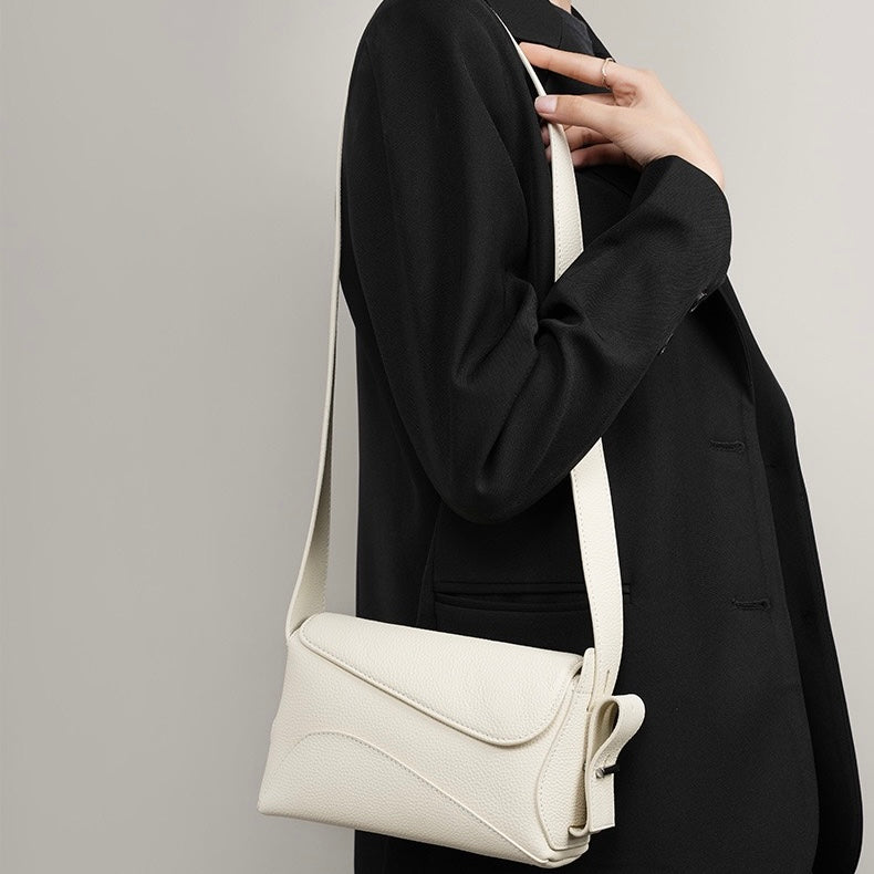 Women's Genuine Leather Asymmetric Boston Crossbody Bag