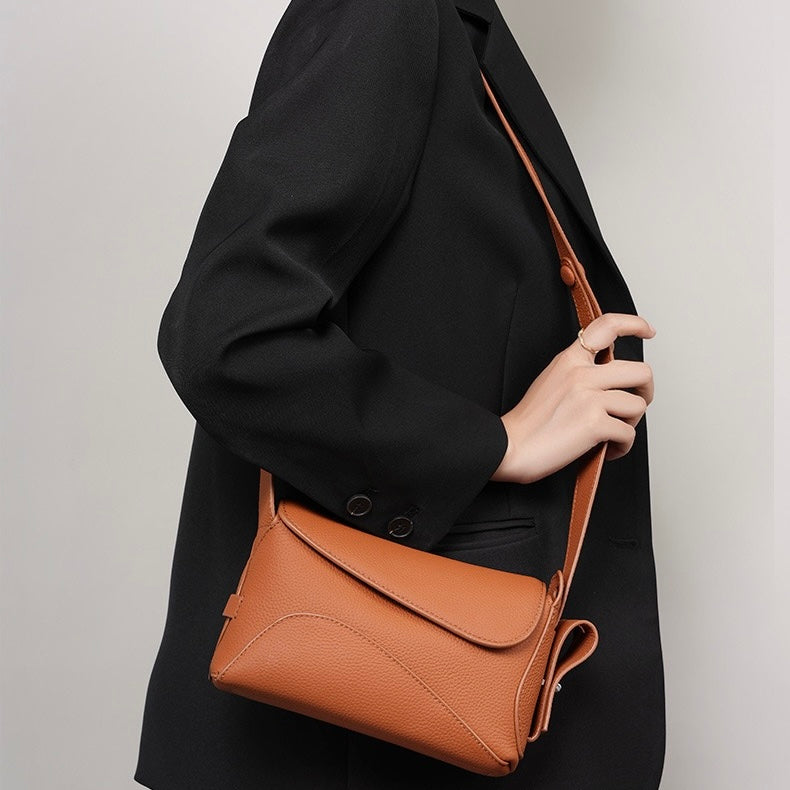 Women's Genuine Leather Asymmetric Boston Crossbody Bag