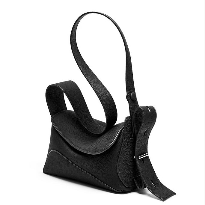 Women's Genuine Leather Asymmetric Boston Crossbody Bag