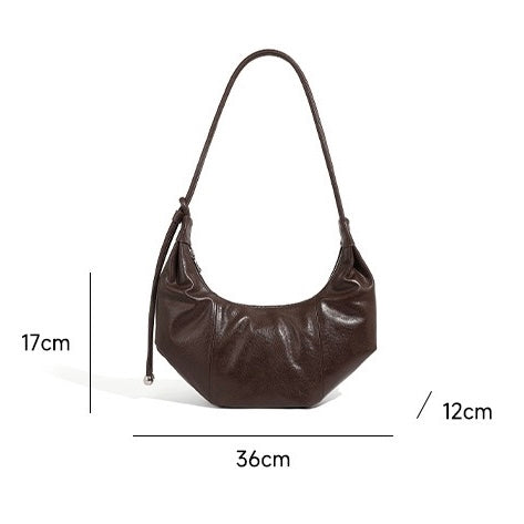 Women's Genuine Leather Half Moon Dumpling Shoulder Bag
