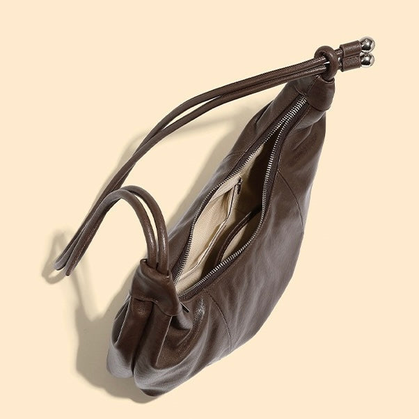 Women's Genuine Leather Half Moon Dumpling Shoulder Bag