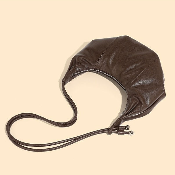Women's Genuine Leather Half Moon Dumpling Shoulder Bag