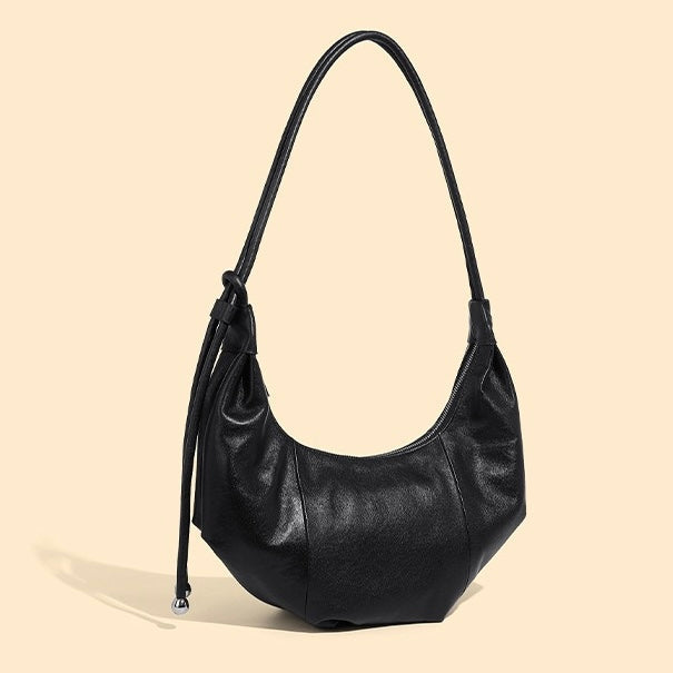 Women's Genuine Leather Half Moon Dumpling Shoulder Bag