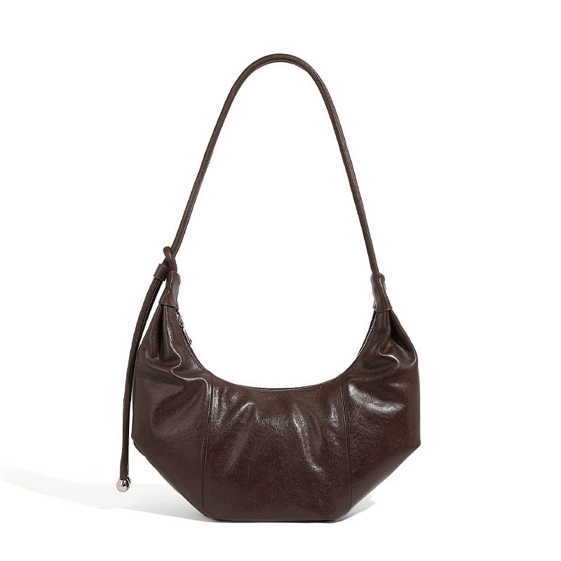 Women's Genuine Leather Half Moon Dumpling Shoulder Bag