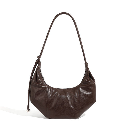 Women's Genuine Leather Half Moon Dumpling Shoulder Bag