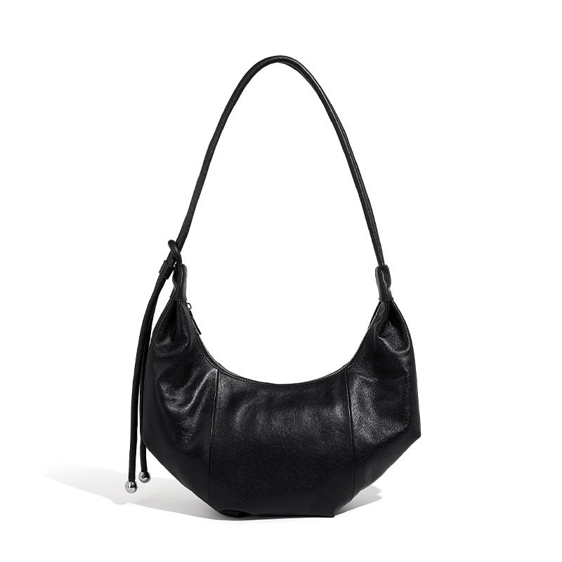 Women's Genuine Leather Half Moon Dumpling Shoulder Bag