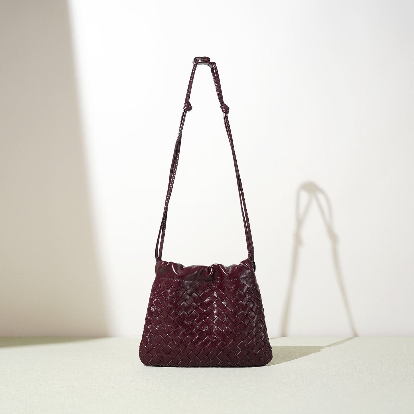 Women's Genuine Sheepskin Woven Cloud Crossbody Bag