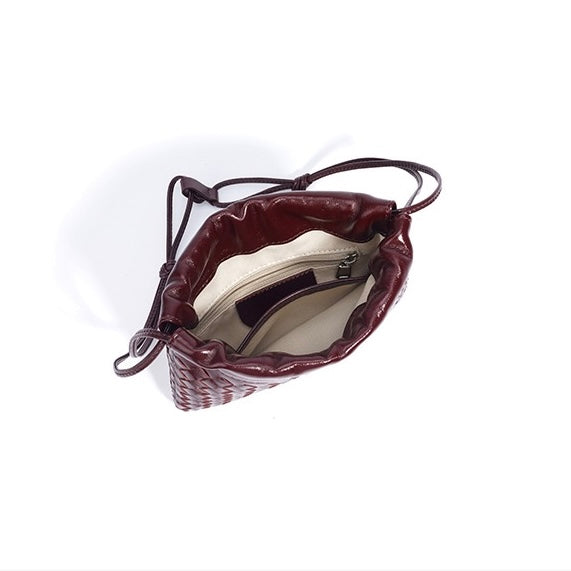 Women's Genuine Sheepskin Woven Cloud Crossbody Bag