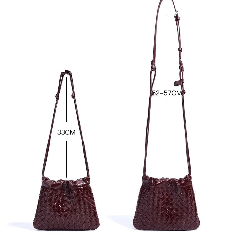 Women's Genuine Sheepskin Woven Cloud Crossbody Bag