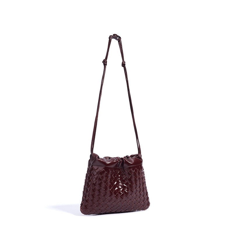 Women's Genuine Sheepskin Woven Cloud Crossbody Bag