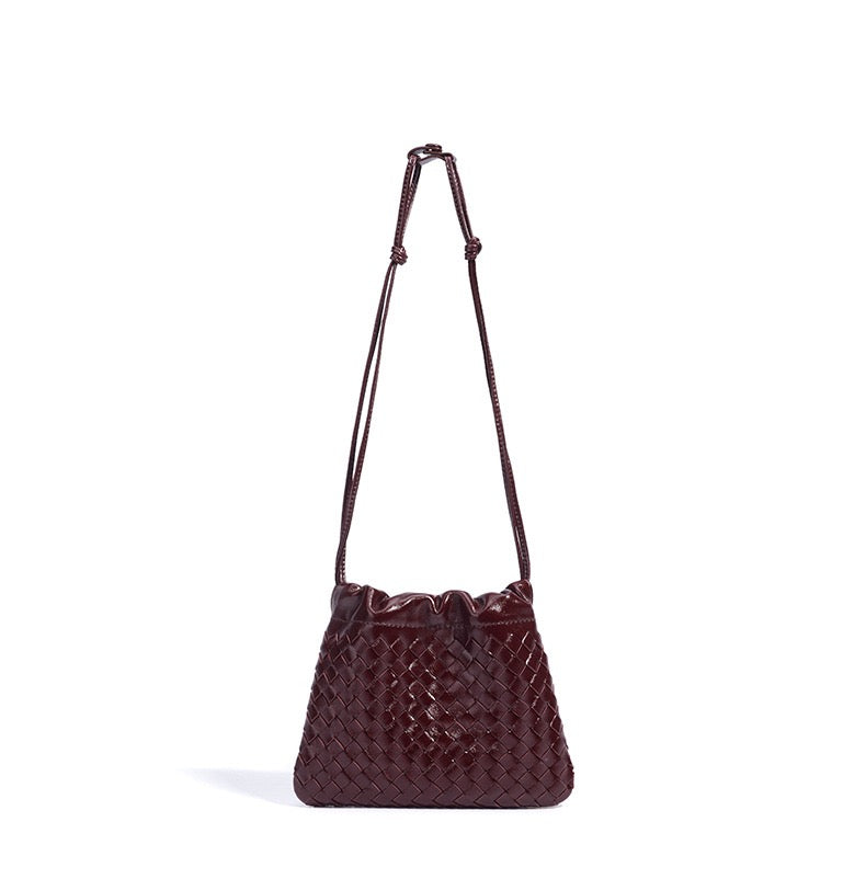 Women's Genuine Sheepskin Woven Cloud Crossbody Bag