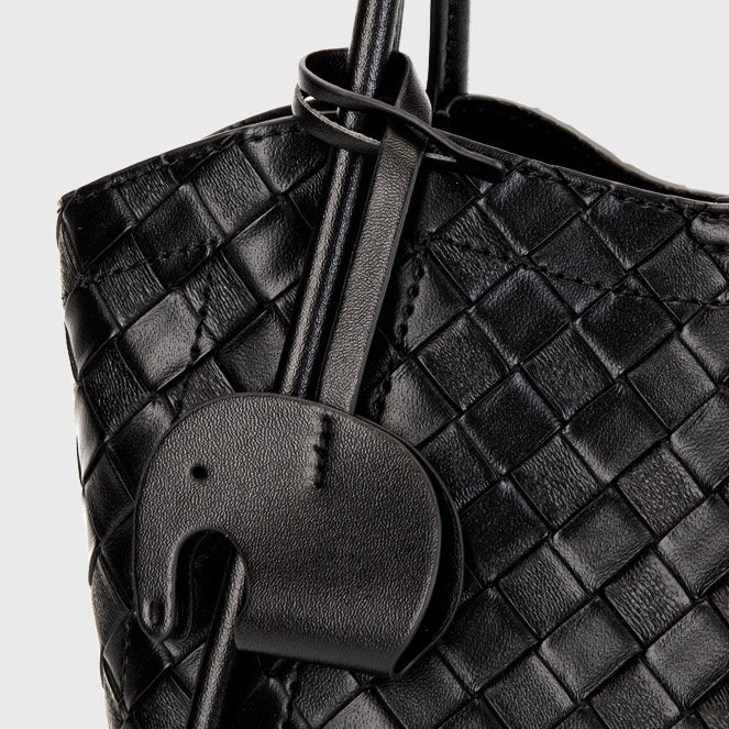 Women's Genuine Leather Woven Tote Crossbody Bag